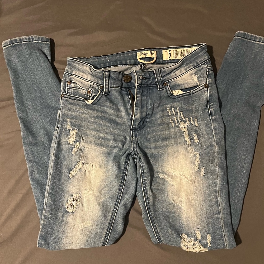 Medium wash distressed jeans